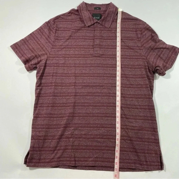 01. Algo Mens Slim Short Sleeve Polo Shirt Maroon Heathered Stripe - Picture 5 of 6